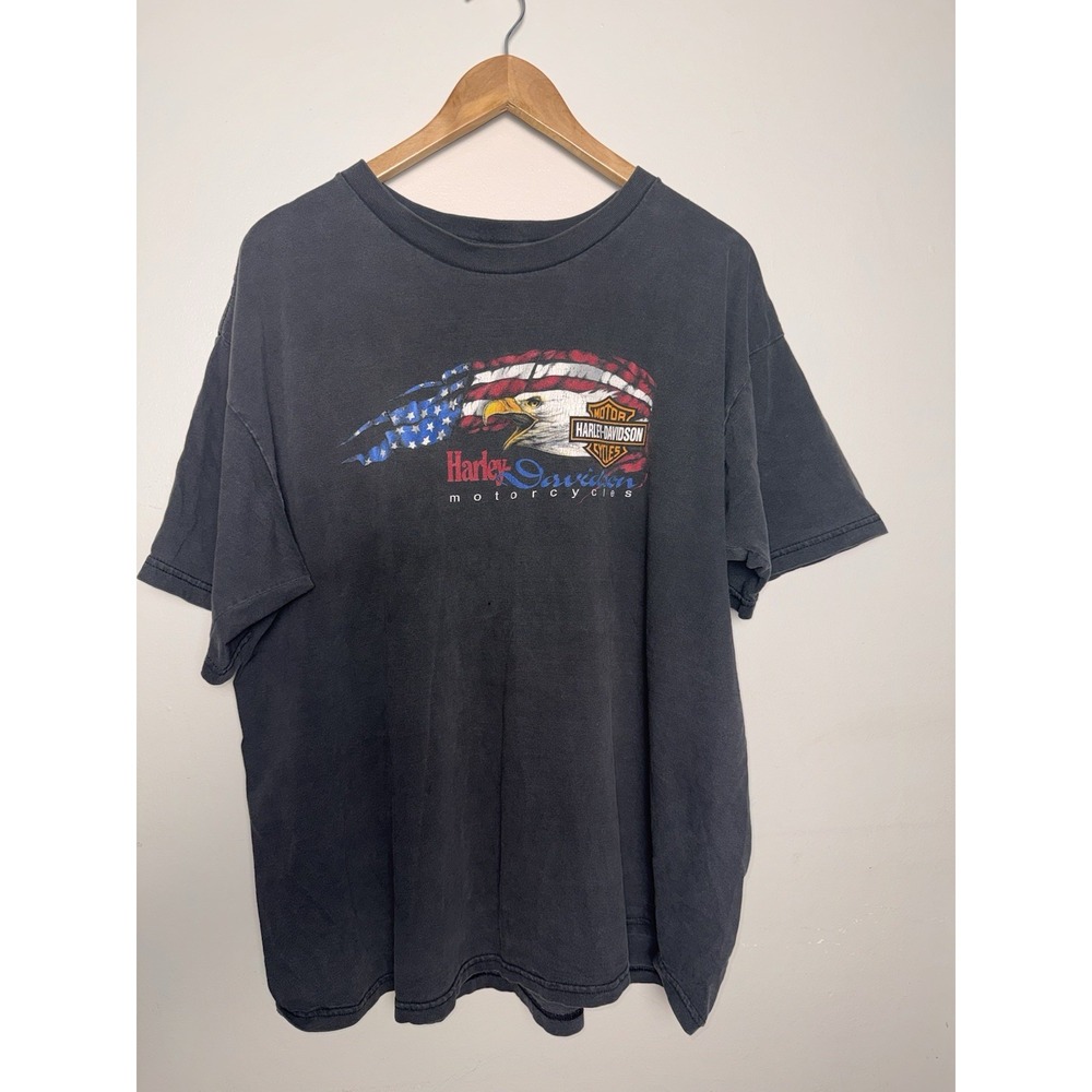 Harley Davidson Vintage 90s American Flag Eagle Tampa, Florida T-Shirt 2XL